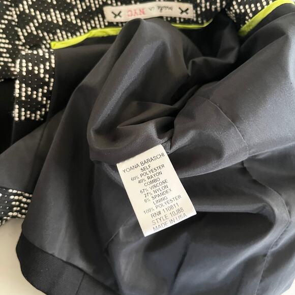 Yoana Baraschi Black White Geometric Pattern One Button Blazer Jacket Size 10 - Picture 8 of 9